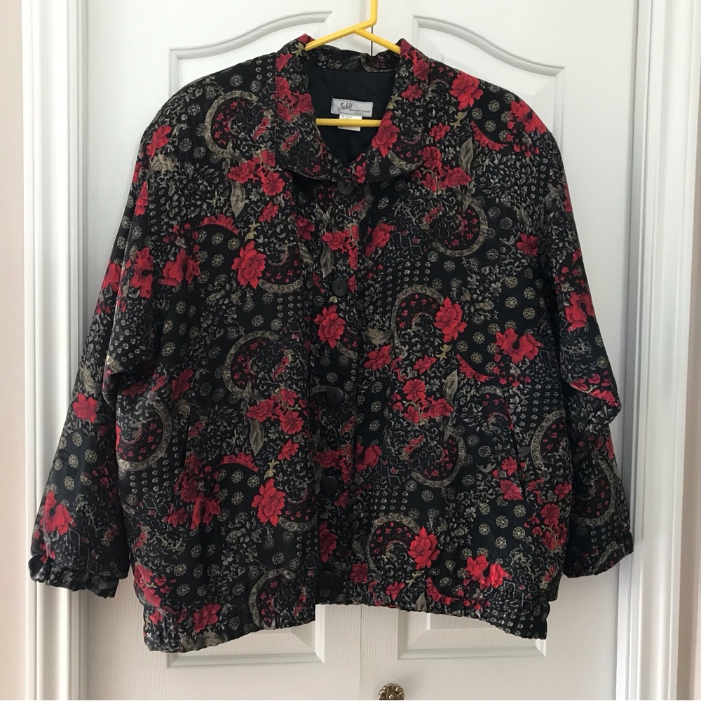 JUHLI Lightly Quilted Floral Print Fully Lined Long Sleeve Button Down J… - Picture 1 of 8